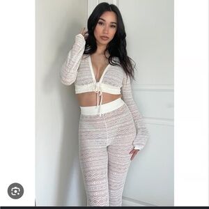 YITTY “oh my ivories” Crochet Knit Lounge Pants